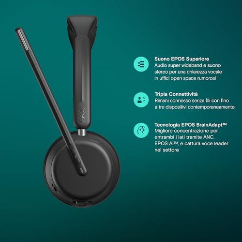 Epos Impact 1061 Stereo Bluetooth Headset Inkl. Kontaktlose Ladestation (Charging Stand) - 3