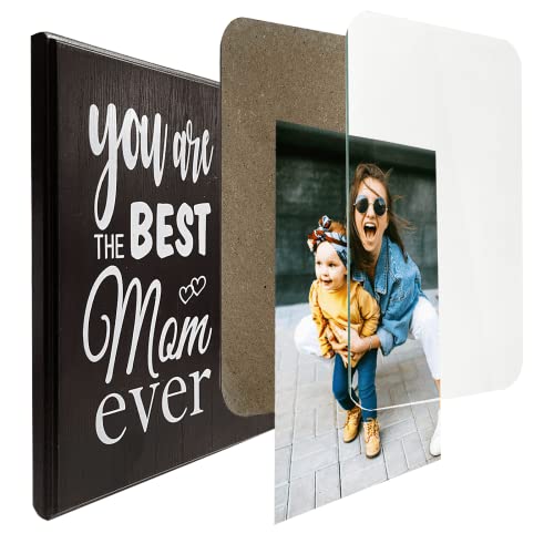 Ylu Yni Mothers Day Gifts For Mom From Daughter/Son, Brown Wood Picture Frame For 4X6 Photo, Solid Wood And Real Glass, Best Mom Ever. #TOP2