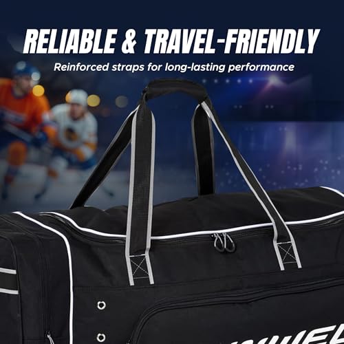 Winnwell Premium Carry Hockey Bag - Equipment Bag with Mulitple Pouches - Great for Carrying Sport Gear (Black, Senior) - Thumbnail 4