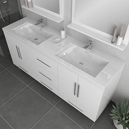 Alya Bath Ripley Bathroom Vanity, 67", White #TOP3