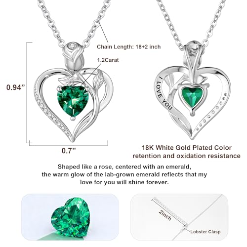 Image of Heart Birthstone Necklace for Women I Love You