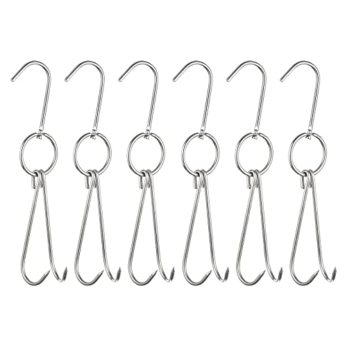 sourcing map 11.2'' Double Meat Hooks, 0.19'' Thickness Stainless Steel Smoker Hook Tools for Grill Cooking Fish Chicken, Pack of 6