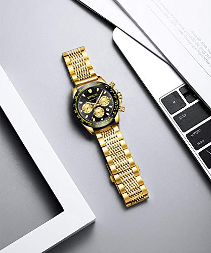 Image of BINLUN Stainless Steel Watch Band, Metal Watch Strap for Men Women Replacement with Double-Lock Deployment Clasp Polished Watch Bracelet Silver Black Gold Rose-gold 18 /19 /20 /21 /22 /24mm