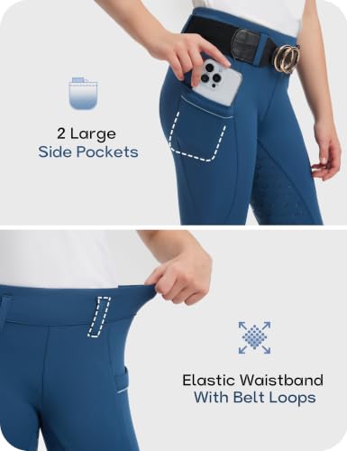 Image of FitsT4 Sports Girls Horse Riding Pants Full Seat Equestrian Pants Pockets