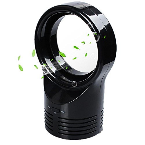 Desktop Bladeless Portable Fan Air Flow Cooling Cool Fan Low Low Noise (Black)