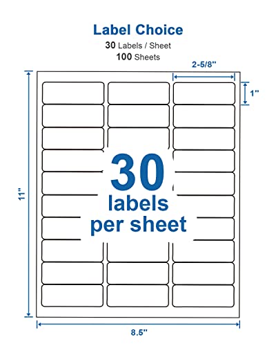 Address Labels, 1" X 2-5/8" Shipping Address Labels For Inkjet & Laser Printers, 3000 Labels, 100 Sheets, Polono Strong Adhesive Return Address Labels For Packages, Easy To Peel #TOP1
