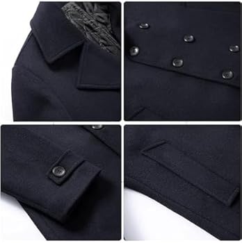 ECDAHICC Heren klassieke dubbele breasted wol mix erwtenjas winter warme midi jas