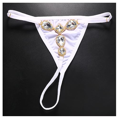 Calcinha fio dental com corrente de strass, joia de verão, praia, corrente de cristal, tanga ajustáv