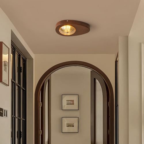 Éclairage de plafication LED verre bois luminaire moderne chambre 4W 3000K - 7