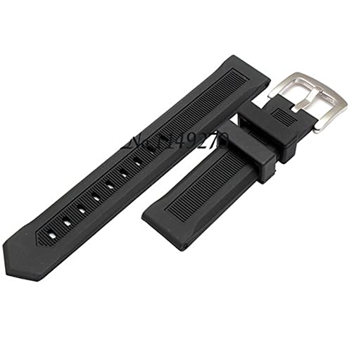 Correa de reloj de silicona negra de 20mm 22mm 24mm con bucle de acero inoxidable 3
