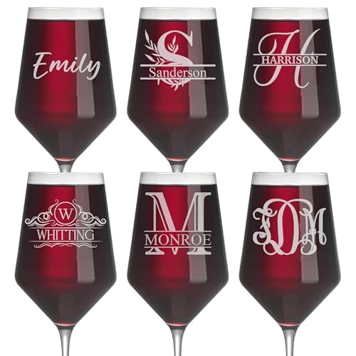 Personalized Wine Gift - Custom Wine Glass with Engraved Name, Customized Gifts for Women, Her, Mom, Sister, Best Friend, Birthday, Christmas (18oz Crystal, Personalized Design)