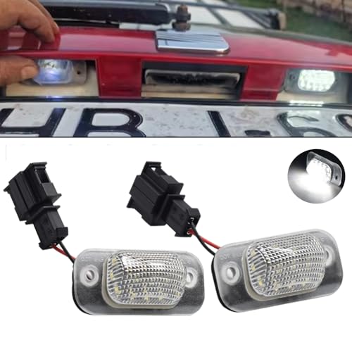 Hacreyatu 2Pcs Car LED License Number Plate Light Lamps Compatible with Seat Ibiza Cordoba Vario 6K VW Golf 3 Hatchback Cabriolet/Polo MK3 6K-white