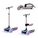 Kinderkraft RAKET UP 2-in-1 Scooter mit Sitz, LED Trittbrett, RGB Rollen, Klappbar, Leichtlaufrollen, Lenker 4-Fach Verstellbar, Ziehbar wie Koffer, Für Kinder, Rosa