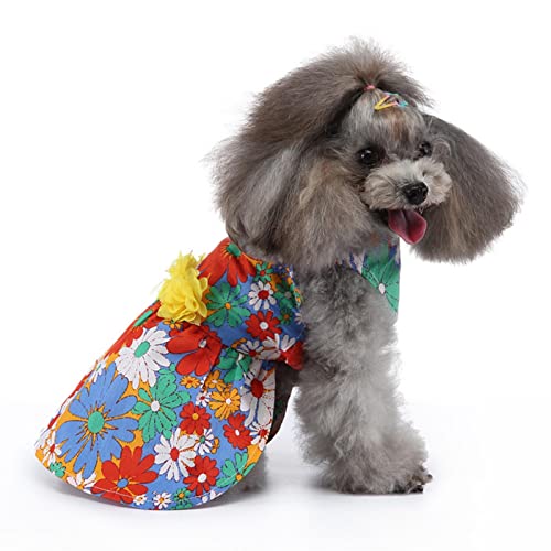 Vestido de Camisola para Cães Pequenos Floral Confortável Floral Fácil de Usar Gatos Amigos da Pele