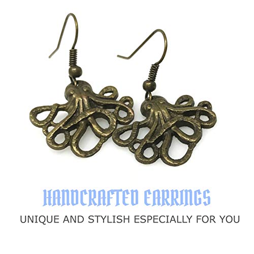 Steampunk Nautical Pirate Octopus Earrings Pendant Charm Dangle in Antique Style3