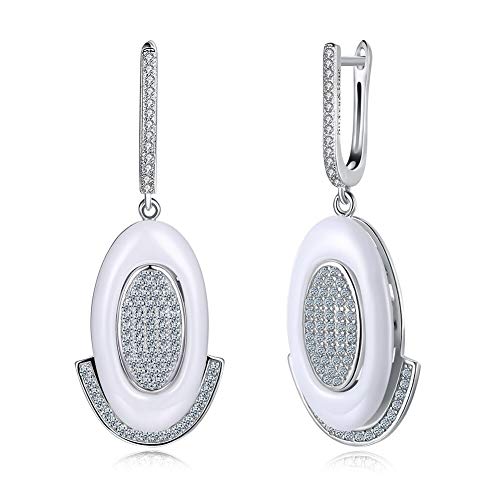 Boucles d'oreilles céramique et argent 925 avec zircon pour femme