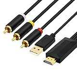 PNGKNYOCN Convertidor HDMI a RCA HDMI Macho a 3 RCA Compuesto 1080p Cable Adaptador Convertidor de Audio y Video para Set Top Box Computadora Proyector Etc (1m)