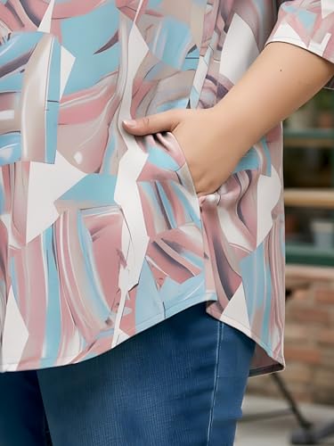 Image of Indietoga Women Plus Size Abstract Print Rayon Tunic Top (XL to 7XL)