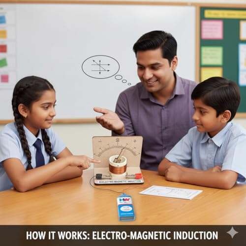 Image of ERH India Class 12 Physics Lab DIY Experiment Kit - Faraday's Law of Electromagnetic Induction Galvanometer Mini Science Project Working Model for School Kids