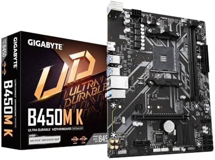 GIGABYTE B450M K Micro-ATX Motherboard โ AMD AM4, DDR4 64GB, M.2, HDMI, USB 3.2, RAID Support