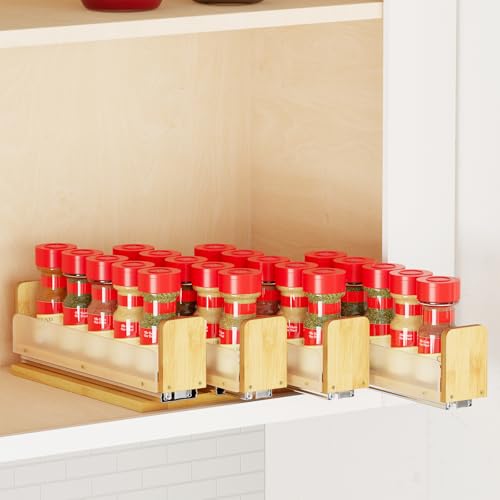 SpaceAid Bamboo Pull Out Spice Rack Organizer for Cabinet, Heavy