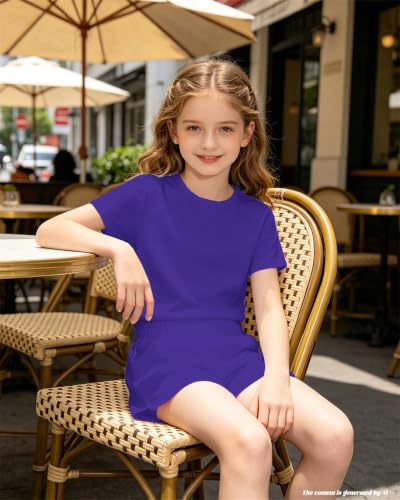Image of Bestuline Girls Summer 2 Piece Outfits,Basic Short Sleeve Top & Shorts Set with Side Pockets,4-14Y