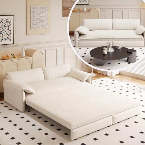 TCMILA 66" Queen Size Sleeper Sofa Bed, 3-in-1 Velvet Loveseat Sofabed
