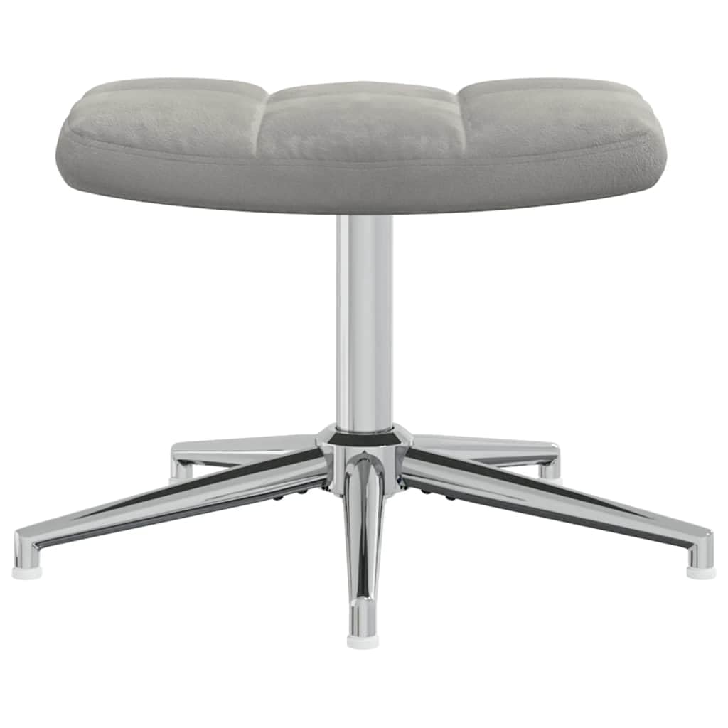 Sillón de relajación con taburete, terciopelo, gris claro, 62 x 68 x 98 cm, diseño cuadrado moderno, giratorio de 360°, cómodo sillón de lectura para salón, dormitorio, oficina