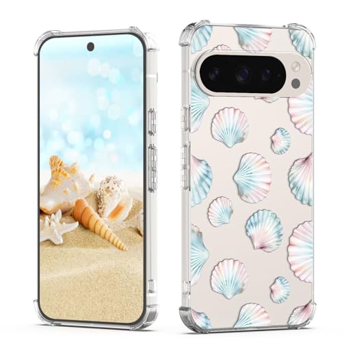 Coque Google Pixel 9 Pro antichoc transparente fine motif coquillage tendance été pour femme