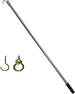 Ladder Pull System Kit with 40 in Attic Extension Pole and Stainless Steel Storage Hook for Easy Loft for ACCESS and Space-Saving Organization