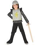 100% Polyester Generique - Löwen-Ritter Kinderkostüm grau-gelb 110/116 (5-6 Jahre)