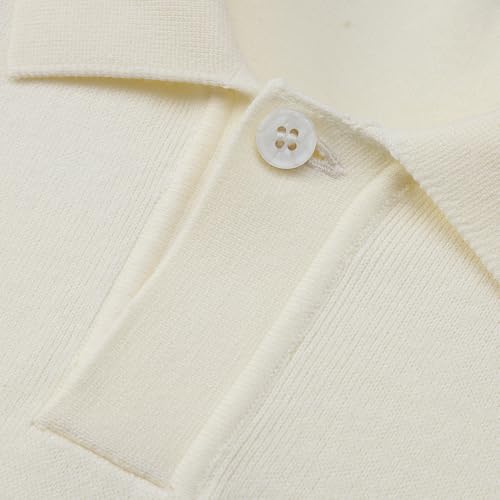Men's Soft Viscose Blend Short-Sleeve Polo Sweater Lightweight Knit Top for Fall & Winter Classic Black Brown Beige (US, Alpha, 3X-Large, Regular, Regular, Beige)3