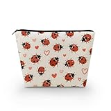 Livel lhood Ladybug Makeup Bag Portable Organizer Bag Travel Toiletry Zipper Pouch Love Cosmetic Bag for Women Birthday Gifts