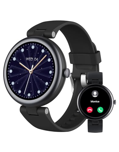 SHANG WING Lynn Montre Connectée Femme Ronde Petite 1,09 Pouce Elegante Montre Sport Cardio Podometre Marche Saturation Oxygène Montre Intelligente...