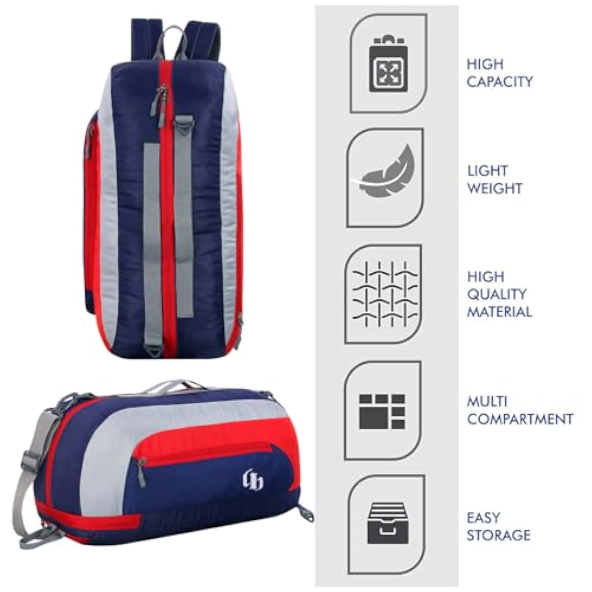31L Water Resistant Duffel Gym Bag for Men & Women