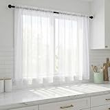 HSDLEWJ Scheibengardinen Kurz Leinenoptik Gardinen Weiß, B 60 x H 45 cm...