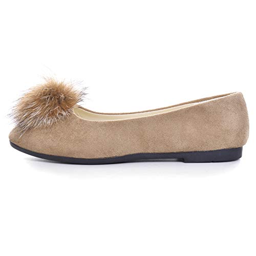 VFDB Women's Faux Suede Slip On Ballets Loafers,Metal Buckle Square Toe Comfort Light Walking Moccasin Loafers - Image 4