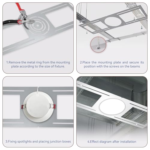 24 Pack LED New Construction Plate Pre Mounting Bracket for 3/4/6 inch Rough Downlight,Recessed Galvanized Steel by Generic - Image 3