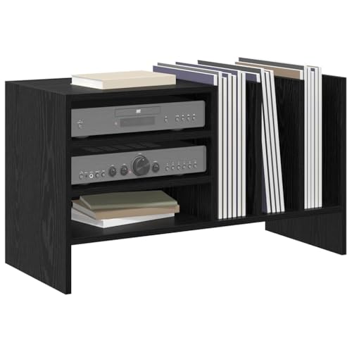 Armario para discos de vinilo de 6 estantes en aspecto de roble negro 4