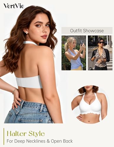 Image of Vertvie Women Wireless Jelly Bras Push Up Seamless Bra Supportive No Underwire Soft Halter /U /Racerback Sport T-Shirt Bralette