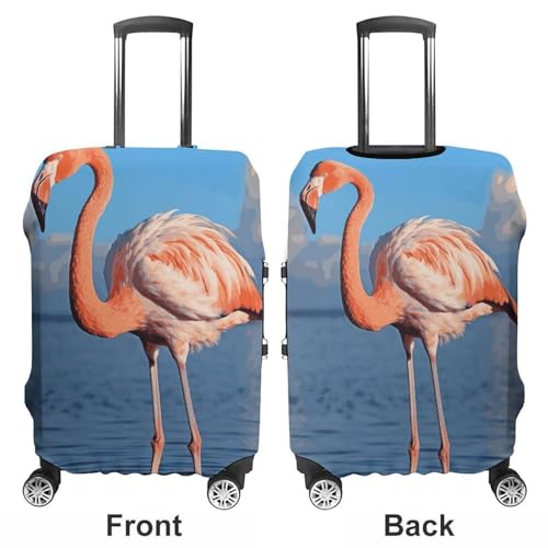 Flamingo in Water Ripple Printed Luggage Cover Protector, Fits 18-32 Inch Luggage3