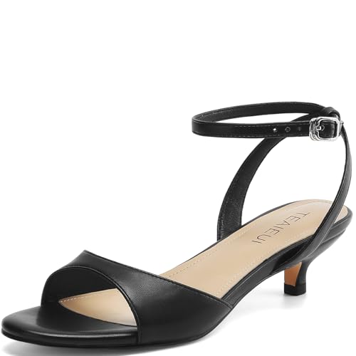 Women's Sandals Kitten Heels Low Strappy Heels Open Toe Ankle Strap Sandals for Women Party Wedding Dress Shoes