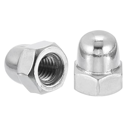 uxcell M6x1.0 Acorn Cap Nuts, 10Pcs 304 Stainless Steel Dome Cap Head Acorn Nut Hardware Nuts for Bolt Cover, Silvery