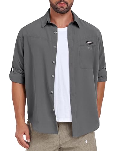 Little Donkey Andy Men's UPF 50 UV Protection Shirt, Breathable Long Sleeve Fishing Hiking Shirts, Quick Dry