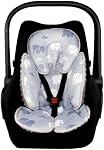TANOFAR Insert de siège de voiture pour bébé gris, tête de siège d'auto souple support pour enfant, 2-in-1 Coussin de siège bébé réversible, parfait pour les garçons et les filles, éléphant