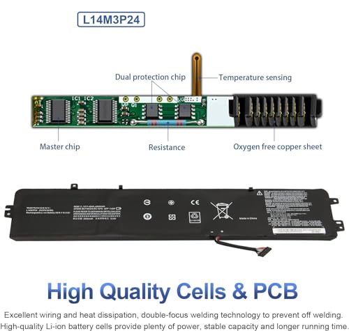 Image of Wefly L14M3P24 Laptop Battery Compatible for Lenovo IdeaPad Y700-14ISK 700-15ISK 700-17ISK Legion Y520-15IKBA Y520-15IKBM Y520-15IKBN Series L14S3P24 L16S3P24 L16M3P24 Laptop Battery