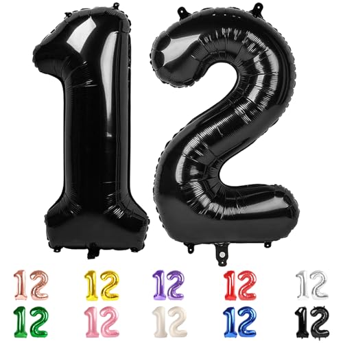 12 Balloons Number 21 Balloons 12th Black Party Decorations 40 In Big 21st for Girl Boys Engagement Wedding Celebration Party Graduations Photo Shoot