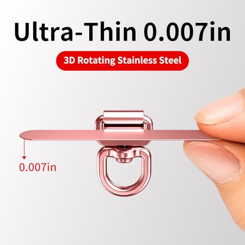 Image of saxsion Phone Tether Tab & Lanyard Tab, 360 Swivel Clip - Ultra Thin Stainless Steel Universal Patch for All Phone Cases