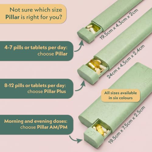 Image of Pillar - 7-Day Pill Organizer | Weekly Medicine Pill Container Travel Box - Aesthetic Medication Holder - Stylish Travel Pill Case - Cute Small Medication Organizer 7 Day for Women (Jet Black)