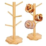 mumisuto 2Pcs Pretzel Holder Stand, 13‘’H Tree-Shaped Pretzel Display Rack Hanger Donut Stand with Arms Hanging Sausage Mug Hook Stand for Oktoberfest Party